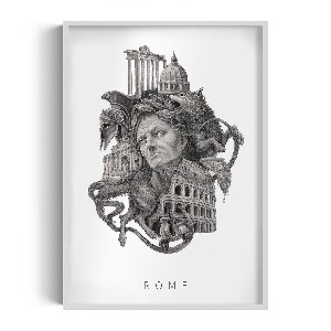 Obraz v rámu Řím Černá a bílá