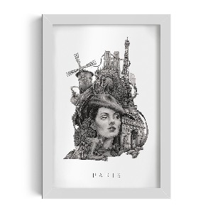 Obraz v rámu Paříž Černá a bílá
