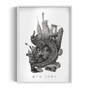 Obraz v rámu New York Černá a bílá