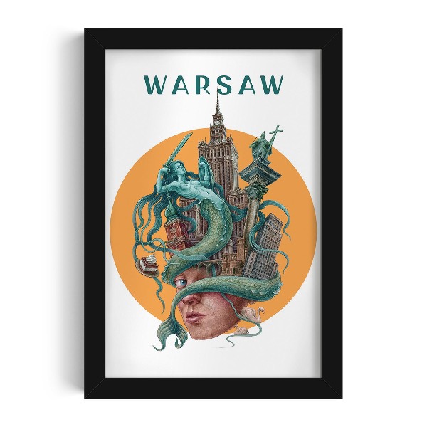 Obraz v černém rámu Varšava