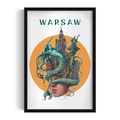 Obraz v černém rámu Varšava