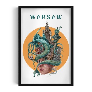 Obraz v černém rámu Varšava