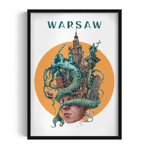 Obraz v černém rámu Varšava