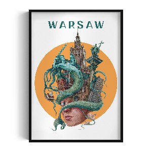 Obraz v černém rámu Varšava