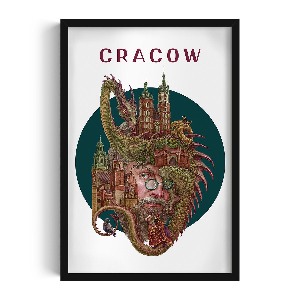 Obraz v černém rámu Krakov