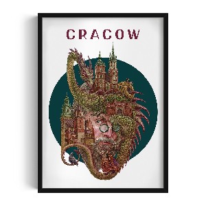 Obraz v černém rámu Krakov
