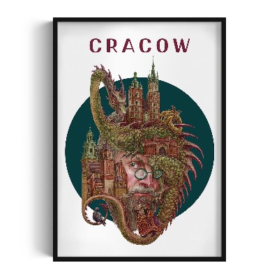 Obraz v černém rámu Krakov