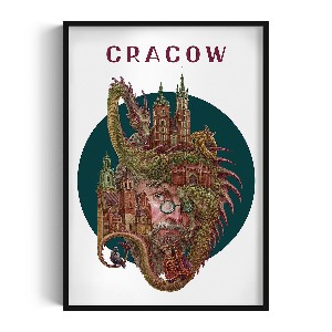 Obraz v černém rámu Krakov