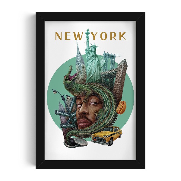 Obraz v černém rámu New York