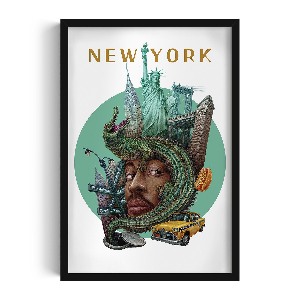 Obraz v černém rámu New York