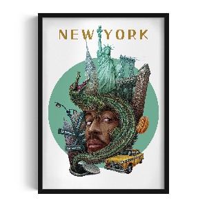 Obraz v černém rámu New York