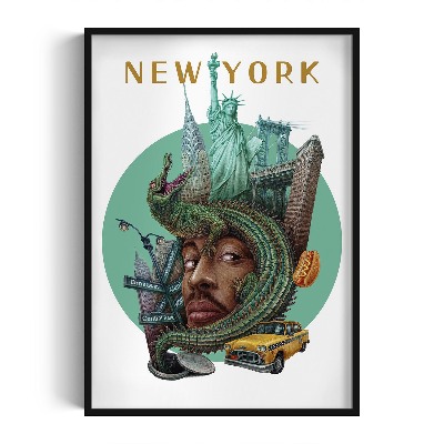 Obraz v černém rámu New York