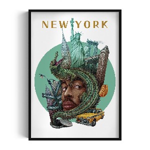 Obraz v černém rámu New York