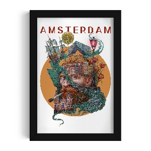 Obraz v černém rámu Amsterdam