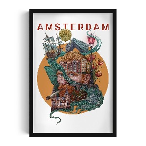 Obraz v černém rámu Amsterdam