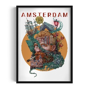 Obraz v černém rámu Amsterdam