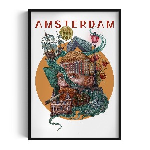 Obraz v černém rámu Amsterdam