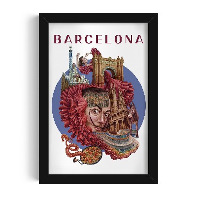 Obraz v černém rámu Barcelona