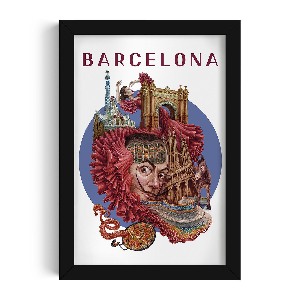Obraz v černém rámu Barcelona