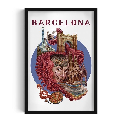 Obraz v černém rámu Barcelona