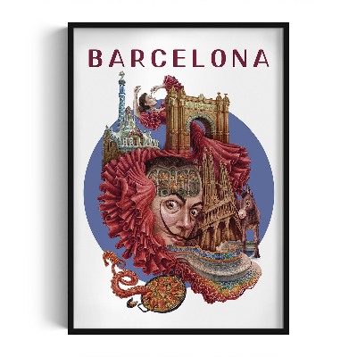 Obraz v černém rámu Barcelona