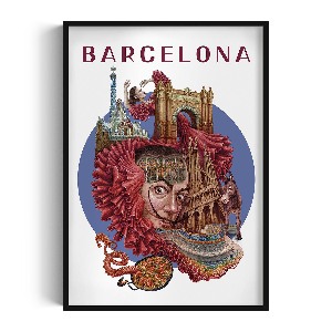 Obraz v černém rámu Barcelona
