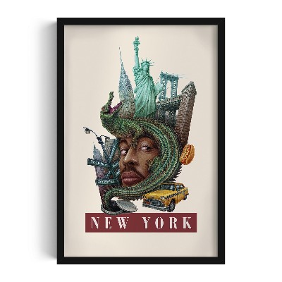 Obraz v černém rámu New York Vintage