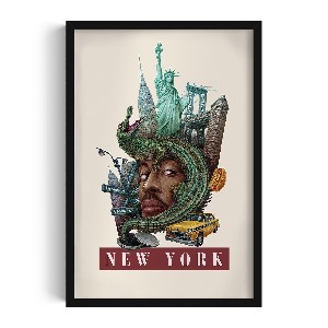 Obraz v černém rámu New York Vintage