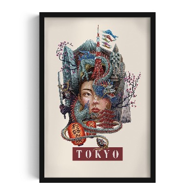 Obraz v černém rámu Tokyo Vintage