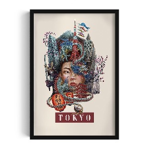 Obraz v černém rámu Tokyo Vintage