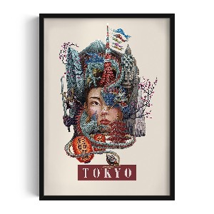 Obraz v černém rámu Tokyo Vintage