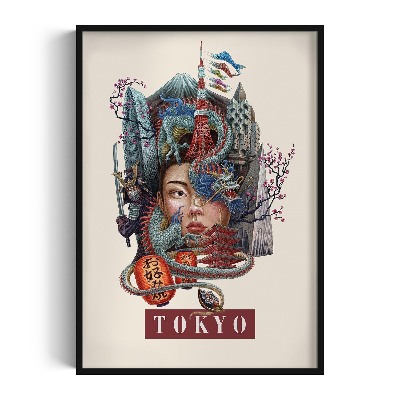 Obraz v černém rámu Tokyo Vintage
