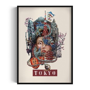 Obraz v černém rámu Tokyo Vintage