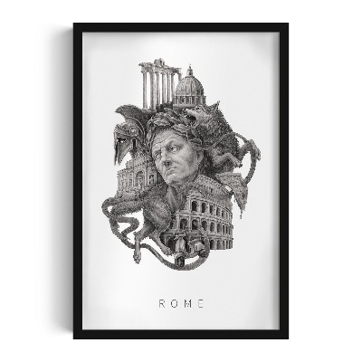 Obraz v černém rámu Řím Černá a bílá