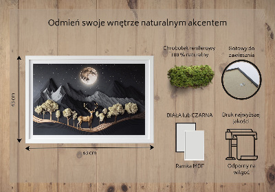 Mechový obraz Jelen během úplňku