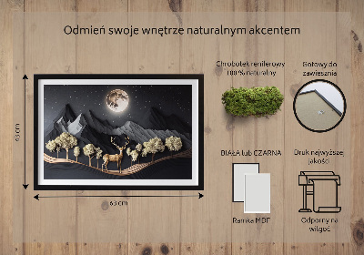 Mechový obraz Jelen během úplňku