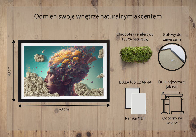 Mechový obraz Muž s hlavou v oblacích
