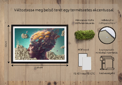 Mechový obraz Muž s hlavou v oblacích