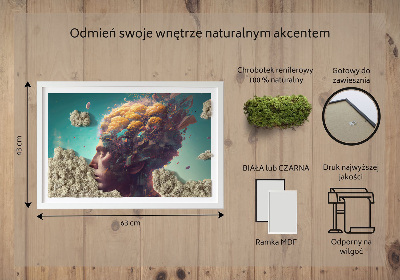 Mechový obraz Muž s hlavou v oblacích
