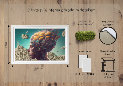 Mechový obraz Muž s hlavou v oblacích