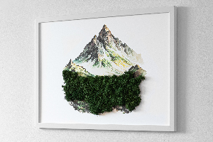 Mechový obraz Vrchol hory nad lesem