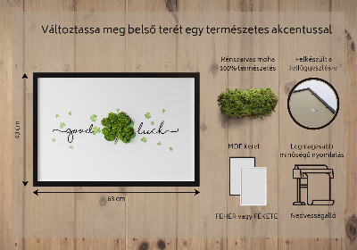 Obraz z mechu Nápis hodně štěstí jetel