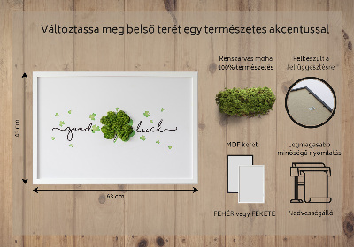 Obraz z mechu Nápis hodně štěstí jetel