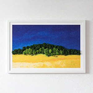 Mechový obraz Modrá a žlutá krajina