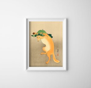 Retro plakát Tančící liška v klobouku ohly kowon