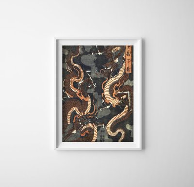Dekorativní plakát Dragons od yoshitsuya utagawa