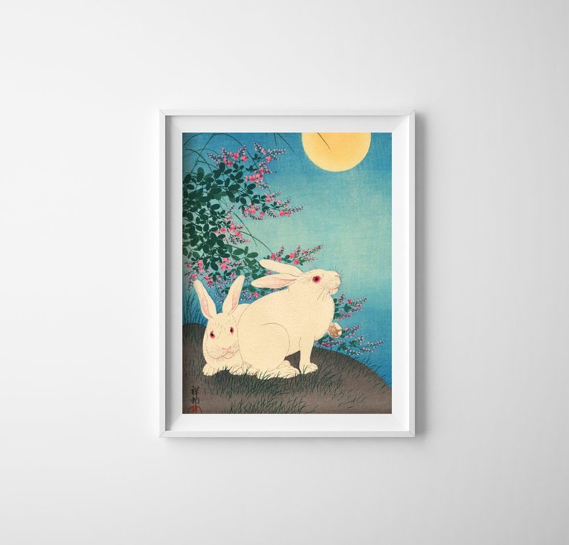 Dekorativní plakát Plakát ohara kowon králík ukiyo-e vinobraní