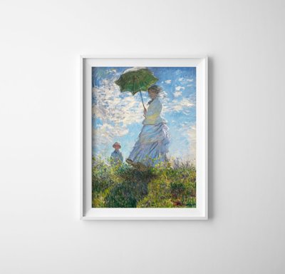 Retro plakát Madame mince a její syn Claude Monet