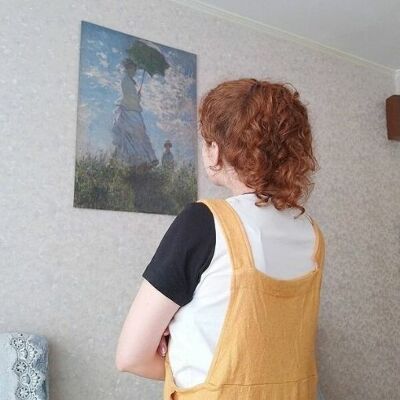 Retro plakát Madame mince a její syn Claude Monet