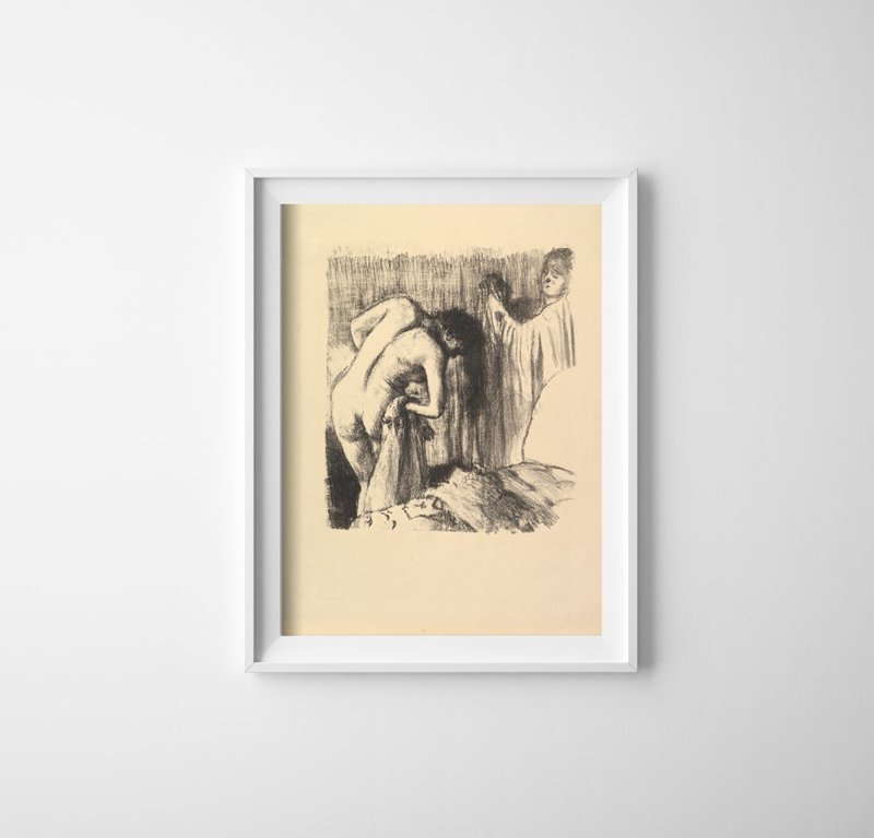 Retro plakát Po koupeli Edgar Degas